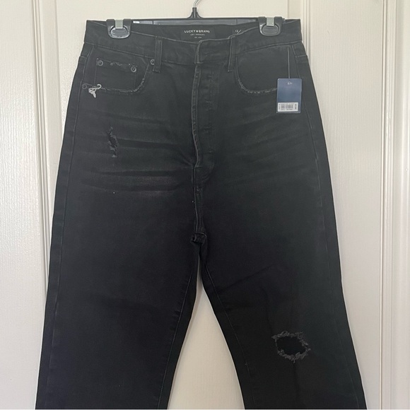 LUCKY BRAND NWT Super High Rise Straight Black Size 12/31 - Picture 2 of 10
